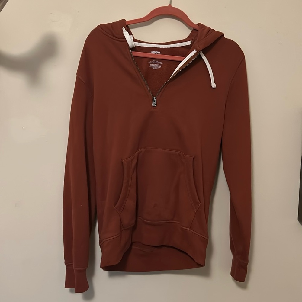 Burnt orange half-zip hoodie